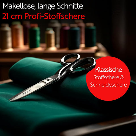 SCHNEIDERSCHERE SOLINGEN/Profi Schneiderschere/Stoffschere 8" (21 cm) aus rostfreiem Edelstahl/Besonders geeignet, um Stoffe präzise auszuschneiden Textilschere für Stoffe, Jeans und Leder